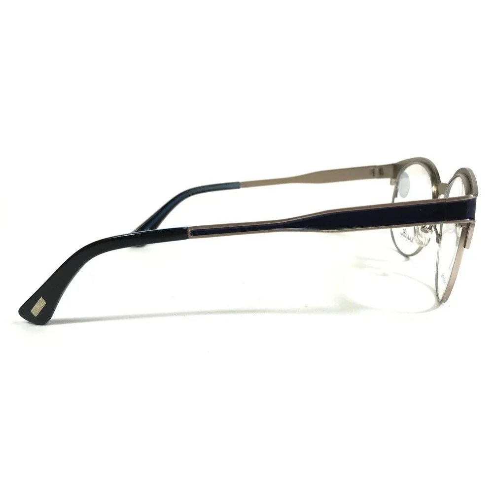 Iconik Eyeglasses Frames Helen C01 Blue Gold Round Full Rim 52-16-140
